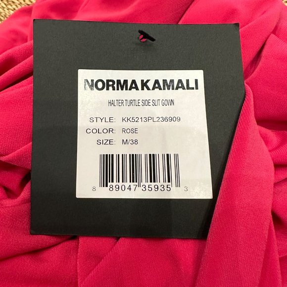 Norma Kamali Halter Turtle Side Slit Gown M Rose Pink - Picture 6 of 7